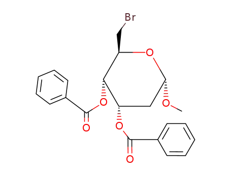 Molecular Structure of 18933-67-0 (methyl 3,4-di-O-benzoyl-6-bromo-2,6-dideoxyhexopyranoside)