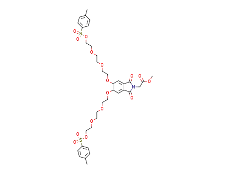 Molecular Structure of 841260-47-7 (2H-Isoindole-2-acetic acid,
1,3-dihydro-5,6-bis[2-[2-[2-[[(4-methylphenyl)sulfonyl]oxy]ethoxy]ethoxy]
ethoxy]-1,3-dioxo-, methyl ester)