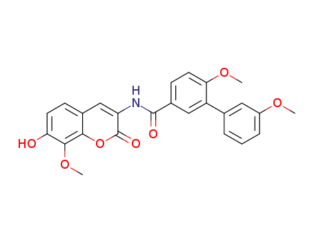 Molecular Structure of 1160952-27-1 (N-(7-hydroxy-8-methoxy-2-oxo-2H-chromen-3-yl)-3',6-dimethoxy-[1,1'-biphenyl]-3-carboxamide)