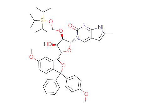 3-{(2R,3R,4R,5R)-5-[Bis-(4-methoxy-phenyl)-phenyl-methoxymethyl]-4-hydroxy-3-triisopropylsilanyloxymethoxy-tetrahydro-furan-2-yl}-6-methyl-3,7-dihydro-pyrrolo[2,3-d]pyrimidin-2-one
