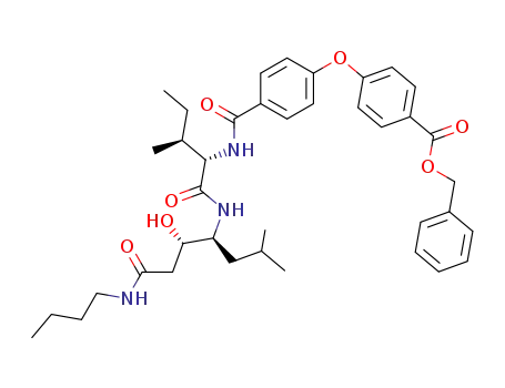 Benzoic acid,
3-[2-[[(1S,S)-1-[[[(1S,2S)-4-(butylamino)-2-hydroxy-1-(2-methylpropyl)-4
-oxobutyl]amino]carbonyl]-2-methylbutyl]amino]-2-oxoethoxy]-,
phenylmethyl ester