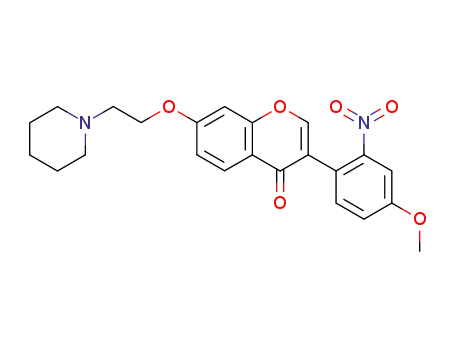 Molecular Structure of 746621-69-2 (4H-1-Benzopyran-4-one,
3-(4-methoxy-2-nitrophenyl)-7-[2-(1-piperidinyl)ethoxy]-)