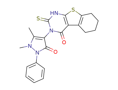 3-(1,5-dimethyl-3-oxo-2-phenyl-2,3-dihydro-1<i>H</i>-pyrazol-4-yl)-2-thioxo-2,3,5,6,7,8-hexahydro-1<i>H</i>-benzo[4,5]thieno[2,3-<i>d</i>]pyrimidin-4-one
