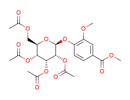 Molecular Structure of 1293384-41-4 (methyl 3-methoxy-4-(2,3,4,6-tetra-O-acetyl-β-D-allopyranosyloxy)benzoate)