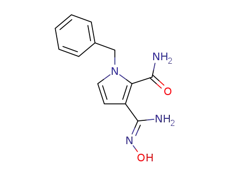 Molecular Structure of 821004-37-9 (1H-Pyrrole-2-carboxamide,
3-[(hydroxyamino)iminomethyl]-1-(phenylmethyl)-)