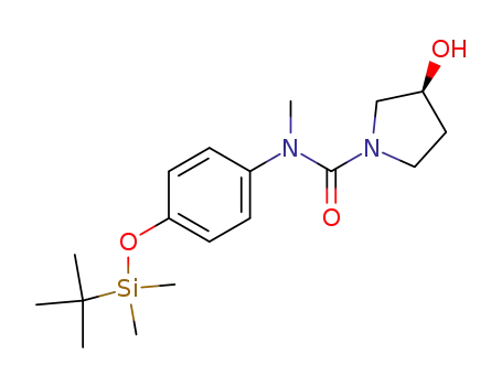 Molecular Structure of 872168-54-2 (3-hydroxy-pyrrolidine-1-carboxylic acid [4-(<i>tert</i>-butyl-dimethyl-silanyloxy)-phenyl]-methyl-amide)