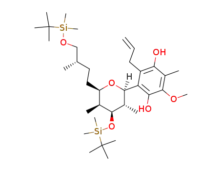 2-Allyl-3-{(2R,3S,4S,5S,6R)-4-(tert-butyl-dimethyl-silanyloxy)-6-[(S)-4-(tert-butyl-dimethyl-silanyloxy)-3-methyl-butyl]-3,5-dimethyl-tetrahydro-pyran-2-yl}-5-methoxy-6-methyl-benzene-1,4-diol