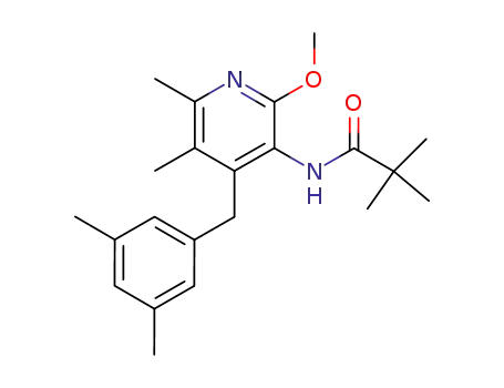 Molecular Structure of 858338-82-6 (Propanamide,
N-[4-[(3,5-dimethylphenyl)methyl]-2-methoxy-5,6-dimethyl-3-pyridinyl]-2,
2-dimethyl-)