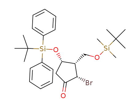 Molecular Structure of 1344673-90-0 ((2S,3S,4S)-2-bromo-3-tert-butyldimethylsilyloxymethyl-4-tert-butyldiphenylsilyloxycyclopentanone)