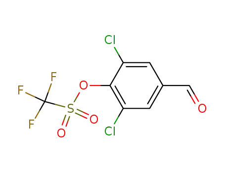Molecular Structure of 188112-57-4 (trifluoromethanesulfonic acid 2,6-dichloro-4-formylphenyl ester)