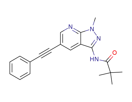 1-methyl-3-(2,2-dimethyl-propionamido)-5-phenylethynyl-1H-pyrazolo[3,4-b]pyridine