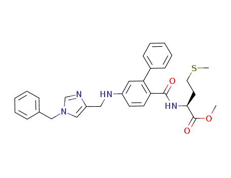 Molecular Structure of 880106-37-6 (L-Methionine,
N-[[5-[[[1-(phenylmethyl)-1H-imidazol-4-yl]methyl]amino][1,1'-biphenyl]-2
-yl]carbonyl]-, methyl ester)