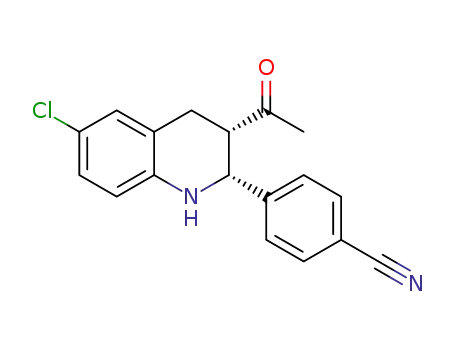 Molecular Structure of 1395473-67-2 (4-((2R,3S)-3-acetyl-6-chloro-1,2,3,4-tetrahydroquinolin-2-yl)-benzonitrile)