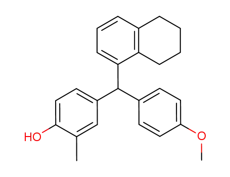 Molecular Structure of 586949-94-2 (Phenol,
4-[(4-methoxyphenyl)(5,6,7,8-tetrahydro-1-naphthalenyl)methyl]-2-methyl
-)