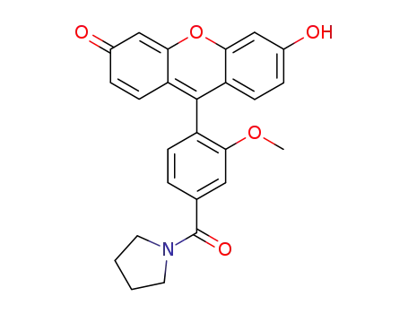 Molecular Structure of 876752-73-7 (Pyrrolidine, 1-[4-(6-hydroxy-3-oxo-3H-xanthen-9-yl)-3-methoxybenzoyl]-)