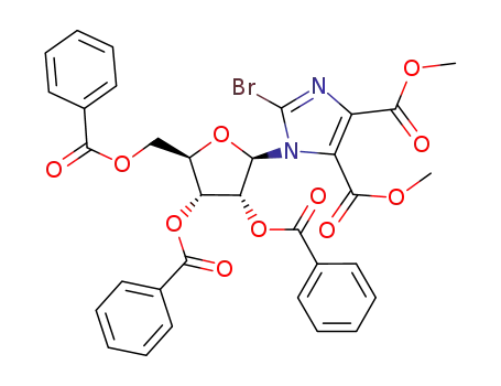 Molecular Structure of 867045-24-7 (1-(2,3,5-tri-O-benzoyl-β-D-ribofuranosyl)-2-bromoimidazole-4,5-dicarboxylic acid dimethyl ester)