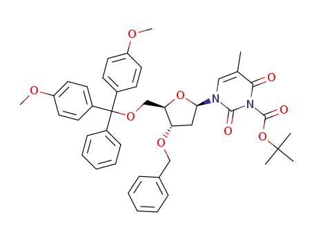 Molecular Structure of 1370548-55-2 (3'-O-benzyl-5'-O-[bis(4-methoxyphenyl)(phenyl)methyl]-3-[(tert-butoxy)carbonyl]-2'-deoxy-3,4-dihydrothymidine)