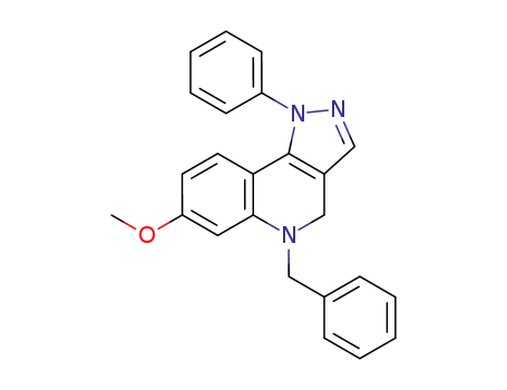 Molecular Structure of 907998-91-8 (5-benzyl-7-methoxy-1-phenyl-4,5-dihydro-1H-pyrazolo[4,3-c]quinoline)