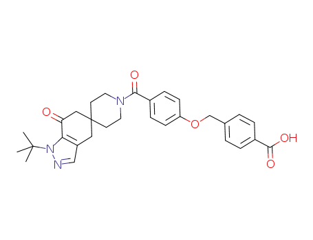 4-((4-(1-tert-butyl-7-oxo-1,4,6,7-tetrahydrospiro[indazole-5,4'-piperidine]-1'-ylcarbonyl)phenoxy)methyl)benzoic acid