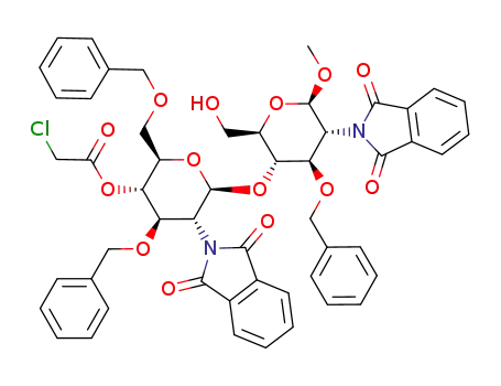 chloro-acetic acid 4-benzyloxy-6-[4-benzyloxy-5-(1,3-dioxo-1,3-dihydro-isoindol-2-yl)-2-hydroxymethyl-6-methoxy-tetrahydro-pyran-3-yloxy]-2-benzyloxymethyl-5-(1,3-dioxo-1,3-dihydro-isoindol-2-yl)-tetrahydro-pyran-3-yl ester