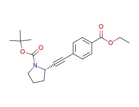 Molecular Structure of 922529-40-6 (1-Pyrrolidinecarboxylic acid, 2-[2-[4-(ethoxycarbonyl)phenyl]ethynyl]-,
1,1-dimethylethyl ester, (2S)-)
