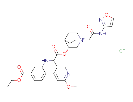 (3R)-3-(2-(3-(ethoxycarbonyl)phenylamino)-2-(6-methoxypyridin-3-yl)acetoxy)-1-(2-(isoxazol-3-ylamino)-2-oxoethyl)-1-azoniabicyclo[2.2.2]octane chloride