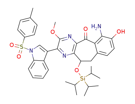 6-amino-7-hydroxy-3-methoxy-2-[1-(toluene-4-sulfonyl)-1<i>H</i>-indol-3-yl]-11-triisopropylsilanyloxy-10,11-dihydro-benzo[4,5]cyclohepta[1,2-<i>b</i>]pyrazin-5-one