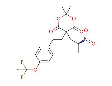 Molecular Structure of 1374824-17-5 ((S)-2,2-dimethyl-5-(2-nitropropyl)-5-(4-(trifluoromethoxy)phenethyl)-1,3-dioxane-4,6-dione)