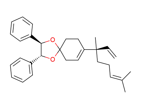 Molecular Structure of 917892-88-7 (1,4-Dioxaspiro[4.5]dec-7-ene,
8-[(1R)-1-ethenyl-1,5-dimethyl-4-hexen-1-yl]-2,3-diphenyl-, (2R,3R)-)