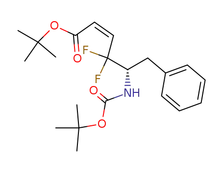 Molecular Structure of 879220-61-8 (2-Hexenoic acid,
5-[[(1,1-dimethylethoxy)carbonyl]amino]-4,4-difluoro-6-phenyl-,
1,1-dimethylethyl ester, (2Z,5S)-)