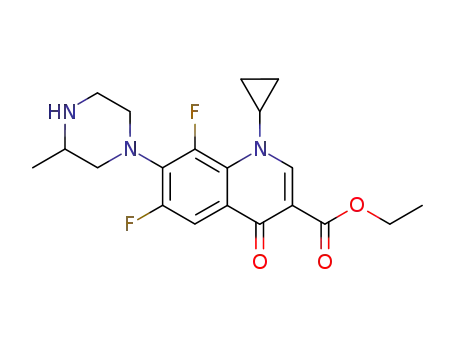 Molecular Structure of 103460-87-3 (3-Quinolinecarboxylic acid, 1-cyclopropyl-6,8-difluoro-1,4-dihydro-7-(3-Methyl-1-piperazinyl)-4-oxo-, ethyl ester)