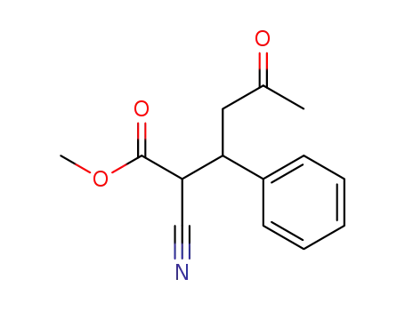 Molecular Structure of 500055-91-4 (Benzenepropanoic acid, a-cyano-b-(2-oxopropyl)-, methyl ester)