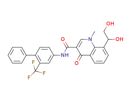 8-(1,2-dihydroxyethyl)-1-methyl-4-oxo-N-(2-(trifluoromethyl)-4-biphenylyl)-1,4-dihydro-3-quinolinecarboxamide