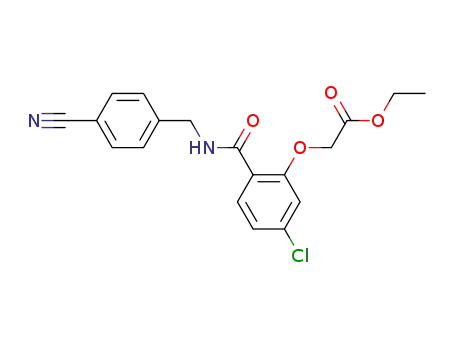 Molecular Structure of 915380-65-3 (Acetic acid,
2-[5-chloro-2-[[[(4-cyanophenyl)methyl]amino]carbonyl]phenoxy]-, ethyl
ester)