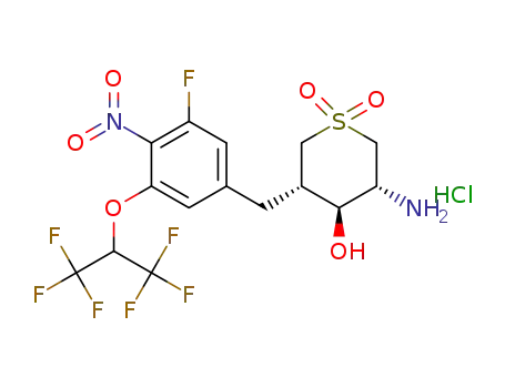 (3R,4S,5S)-3-amino-5-(3-fluoro-5-((1,1,1,3,3,3-hexafluoropropan-2-yl)oxy)-4-nitrobenzyl)-4-hydroxytetrahydro-2H-thiopyran 1,1-dioxide hydrochloride