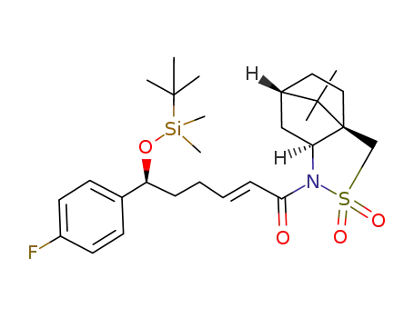 (E)-(S)-6-(tert-Butyl-dimethyl-silanyloxy)-1-((1R,5S,7S)-10,10-dimethyl-3,3-dioxo-3λ<sup>6</sup>-thia-4-aza-tricyclo[5.2.1.0<sup>1,5</sup>]dec-4-yl)-6-(4-fluoro-phenyl)-hex-2-en-1-one