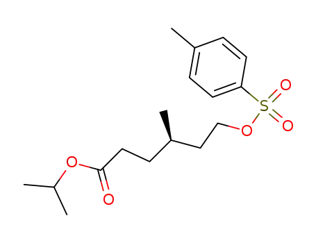 Molecular Structure of 873798-62-0 (Hexanoic acid, 4-methyl-6-[[(4-methylphenyl)sulfonyl]oxy]-, 1-methylethyl
ester, (4R)-)