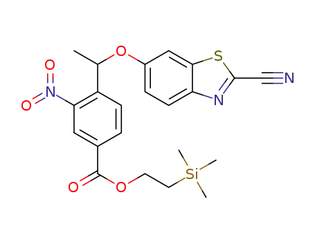 Molecular Structure of 1379604-39-3 (2-(trimethylsilyl)ethyl-4-(1-(2-cyanobenzo[d]thiazol-6-yloxy)ethyl)-3-nitrobenzoate)