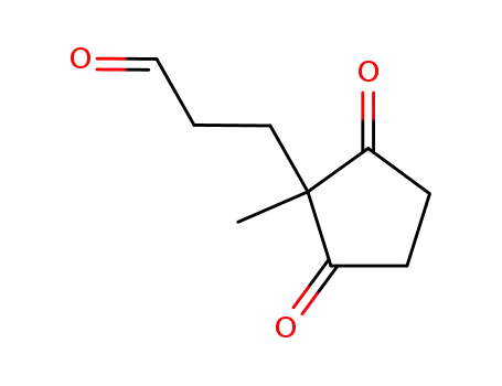 Molecular Structure of 66976-99-6 (2-methyl-2-(2-formylethyl)-1,3-cyclopentanedione)