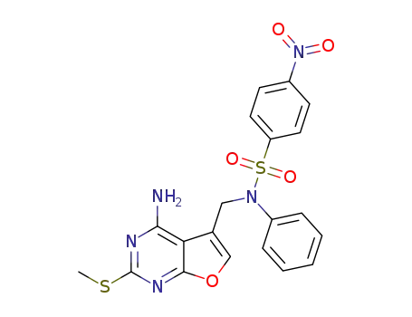 Molecular Structure of 1383579-47-2 (N-({4-amino-2-(methylthio)furo[2,3-d]pyrimidin-5-yl}methyl)-4-nitro-N-phenylbenzenesulfonamide)