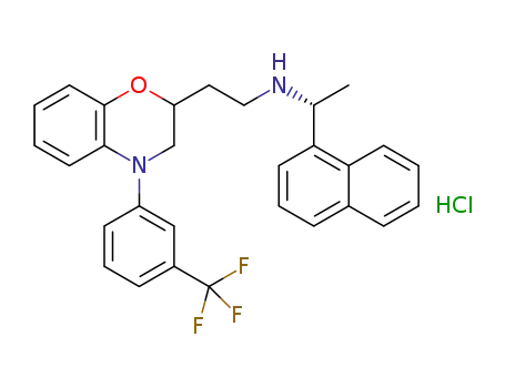 Molecular Structure of 1401075-95-3 ((1R)-1-(naphthalen-1-yl)-N-(2-(4-(3-(trifluoromethyl)phenyl)-3,4-dihydro-2H-benzo[b][1,4]oxazin-2-yl)ethyl)ethanamine monohydrochloride)