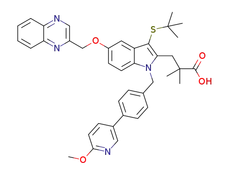 3-{3-tert-butylsulfanyl-1-[4-(6-methoxypyridin-3-yl)benzyl]-5-(quinoxalin-2-ylmethoxy)-1H-indol-2-yl}-2,2-dimethylpropionic acid
