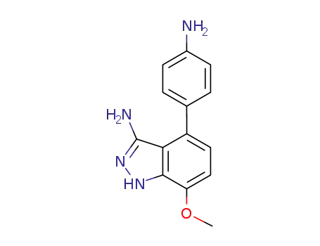 Molecular Structure of 796968-33-7 (4-(4-aminophenyl)-7-methoxy-1H-indazol-3-amine)