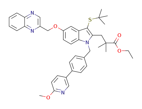 3-[3-tert-butylsulfanyl-1-[4-(6-methoxypyridin-3-yl)benzyl]-5-(quinoxalin-2-ylmethoxy)-1H-indol-2-yl]-2,2-dimethylpropionicacid ethyl ester