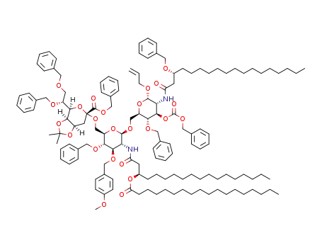 allyl 4-O-benzyl-6-O-[4-O-benzyl-6-O-[(benzyl-7,8-di-O-benzyl-3-deoxy-4,5-O-isopropylidene-α-D-manno-oct-2-ulopyranosid)onate]-2-deoxy-3-O-(4-methoxyphenylmethyl)-2-((R)-3-(octadecanoyloxy)octadecanoylamino)-β-D-glucopyranosyl]-2-deoxy-2-((R)-3-benzyloxyoctadecanoylamino)-α-D-glucopyranoside
