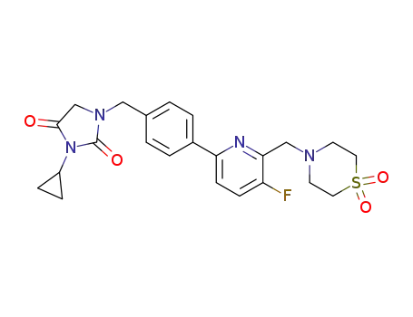 3-cyclopropyl-1-(4-(6-(1,1-dioxo-1λ6-thiomorpholin-4-ylmethyl)-5-fluoropyridin-2-yl)benzyl)imidazolidine-2,4-dione