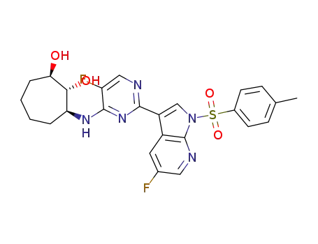 (1R,2R,3S)-3-((5-fluoro-2-(5-fluoro-1-tosyl-1H-pyrrolo[2,3-b]pyridin-3-yl)pyrimidin-4-yl)amino)cycloheptane-1,2-diol