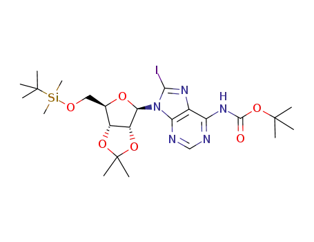 6-N-t-butoxycarbonyl-5'-O-t-butyldimethylsilyl-8-iodo-2',3'-O-isopropylideneadenosine
