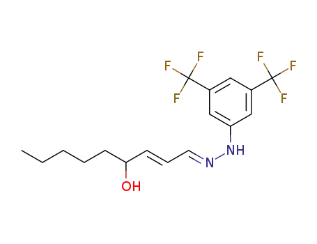 Molecular Structure of 1402134-67-1 ((1E,2E)-1-{2-[3,5-bis(trifluoromethyl)phenyl]hydrazono}non-2-en-4-ol)