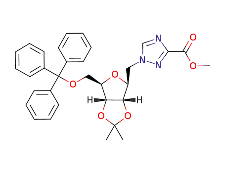 1-(2,2-dimethyl-6-trityloxymethyl-tetrahydro-furo[3,4-<i>d</i>][1,3]dioxol-4-ylmethyl)-1<i>H</i>-[1,2,4]triazole-3-carboxylic acid methyl ester